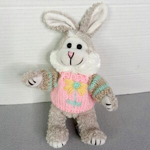 Chrisha Plush Rabbit Bunny Pink Flower Sweater Vintage 1999 Spring Easter